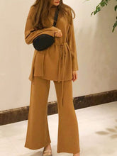 Load image into Gallery viewer, Half-high Collar Sweater Wide Leg Pants Two-piece