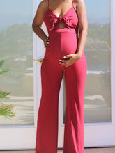 Load image into Gallery viewer, Maternity Sling Bow Solid Color Jumpsuit