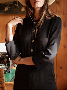 Fashion Casual Long Sleeve Buttoned Pocket Jumpsuit