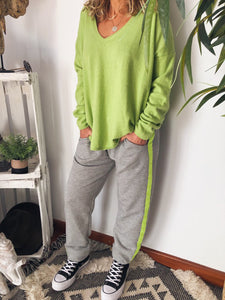 Casual Jogging Trousers V Neck Blouse Set Women's Suit