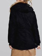 Load image into Gallery viewer, Faux Fur Collar Pockets Drawstring Women Slim Oversized Parka Jacket Coat