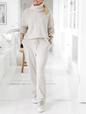 High Collar Knit Two-piece Suit