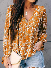 Load image into Gallery viewer, Printed Folds V-Neck Long Sleeve Shirt