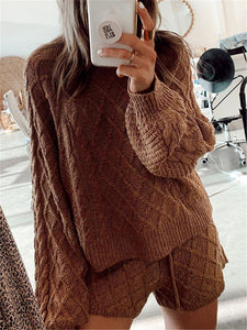 Solid Color Knit Leisure Suits