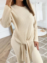 Load image into Gallery viewer, Crew Neck Long Sleeve Plain Knitted Suits