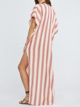 Load image into Gallery viewer, Women Casual Striped V-neck Long Sleeve Loose Pocket Maxi Dress