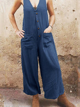 Load image into Gallery viewer, Solid color loose pocket casual jumpsuit