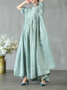 Ruffle Princess Dress Linen Maxi Dress