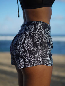 Pineapple Print Yoga Yoga Shorts