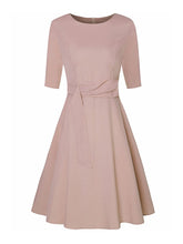 Load image into Gallery viewer, Round Neck Sleeves with Waistband Dress Retro Temperament Slim Skirt