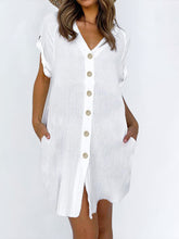 Load image into Gallery viewer, Cotton Linen Button Dress