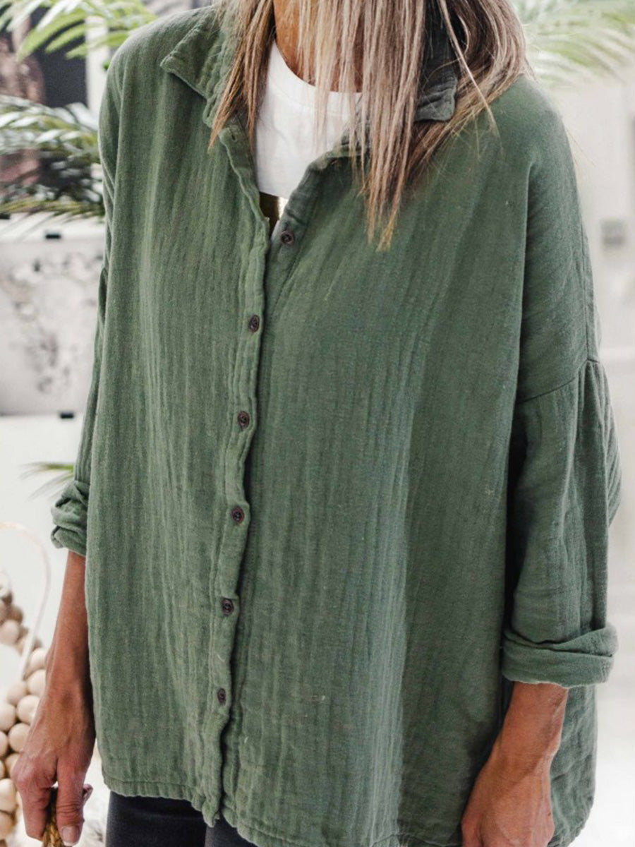 Solid Color Top Long Sleeve Blouses