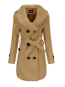 Long Woolen Solid Color Warm Coat