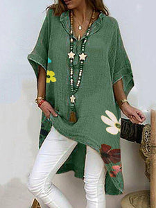 Loose Hooded Short-Sleeved Top