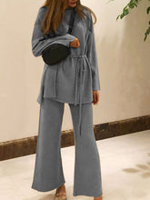 Load image into Gallery viewer, Half-high Collar Sweater Wide Leg Pants Two-piece