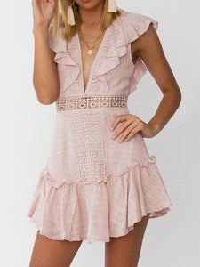 V-neck Lace Halter Dress