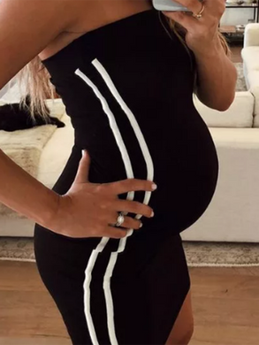 Solid Color Sexy Tube Top Maternity Dress