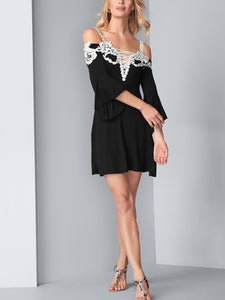 Cold Shoulder Lace Panel Dress