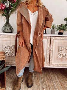 Autumn And Winter Lapel Long Trench Coat