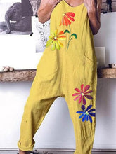 Load image into Gallery viewer, Cotton and Linen Casual Printed Jumpsuit