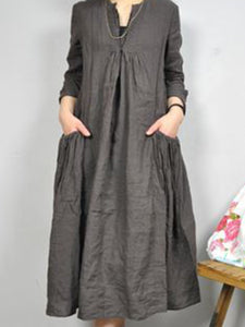 Pocket Casual Long Sleeve Loose Dress