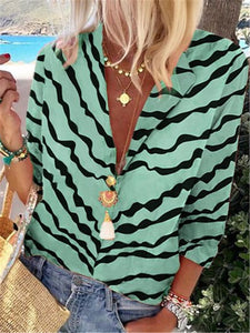 Bohemian Retro Casual Loose Striped Shirt