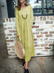 Cotton and Linen Dress Loose Large Dress