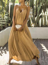 Load image into Gallery viewer, Casual Solid Holiday Pleated Backless Maxi Dress