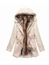 Load image into Gallery viewer, Large Size Hooded Plus Velvet Coat