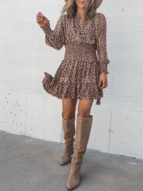 Button Long Sleeve Dresses