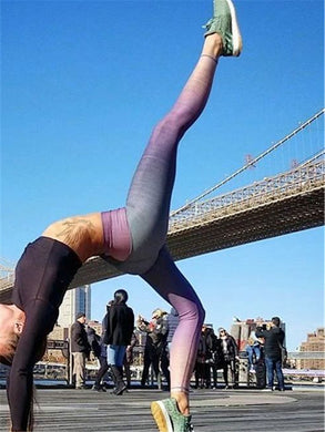 Trendy Gradient Color Tight Hip Yoga Pants
