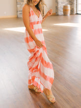 Load image into Gallery viewer, Women Chic Coral Print Back Tie Dye Maxi Dress