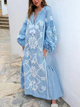 Load image into Gallery viewer, Bohemian Bishop Sleeve Printed Maxi Dress