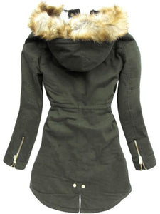 Hooded Solid Color Plus Velvet Warm Coat