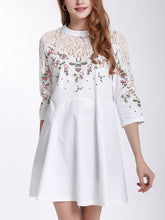 Load image into Gallery viewer, Heavy Embroidery Lace Stitching Slim Slimming Seven-point Sleeve Bottom SkirtV