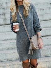 Load image into Gallery viewer, Crew Neck Shift Daily Knitted Plain Dresses