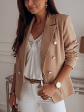 Load image into Gallery viewer, Metal Buckle Double Breasted Blazer