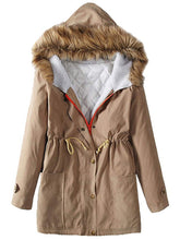 Load image into Gallery viewer, Plus Velvet Thick Warm Hooded Fur Collar Coat