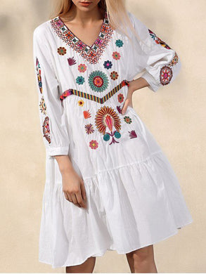 Printed Cotton and Linen Dress