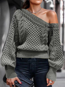 Casual Strapless Lantern Sleeve Sweaters