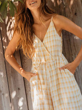 Load image into Gallery viewer, V Neck Lace-Up Wide Leg Jumpsuit
