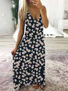 V-neck Dress with Chrysanthemum Print