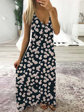 Load image into Gallery viewer, V-neck Dress with Chrysanthemum Print