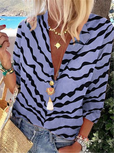 Bohemian Retro Casual Loose Striped Shirt