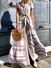 Load image into Gallery viewer, Fashion Striped Print Lapel Dress