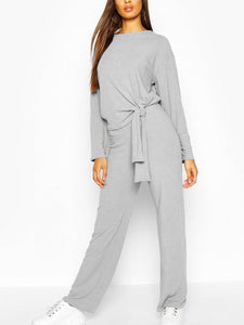 Loose Casual Irregular Long Sleeve Knitted Suit