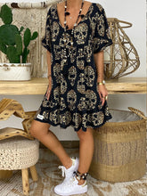 Load image into Gallery viewer, Skull Print Loose Deep V-Neck Short Sleeve Casual Dress