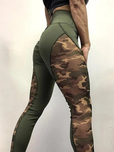 Sexy Camouflage Stitching Tight Hip Yoga Pants