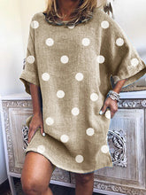 Load image into Gallery viewer,  Polka Dot Short Sleeve Round Neck Casual Dress