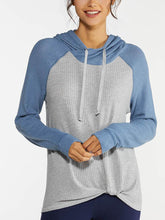 Load image into Gallery viewer, Knotted Waffle Hooded Colorblock Top